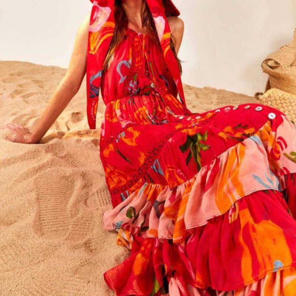 Farm Rio Mixed Fruits Ocean Maxi | Sz M - Picture 3 of 5